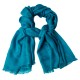 Blue jacquard woven cashmere/silk shawl
