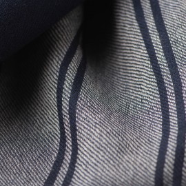 Cashmere shawl in navy blue with white stripes