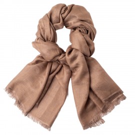 Beige jacquard woven shawl in cashmere/silk