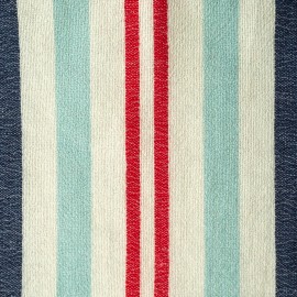 Oversize scarf in off-white with blue and red stripes
