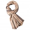 Oversize scarf in off-white with stripes in mocca and taupe