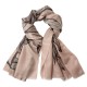Beige cashmere shawl with gray leaf print