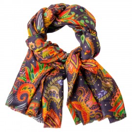 Cashmere shawl with colorful paisley print