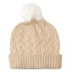 Sand colored cashmere hat with fur ball