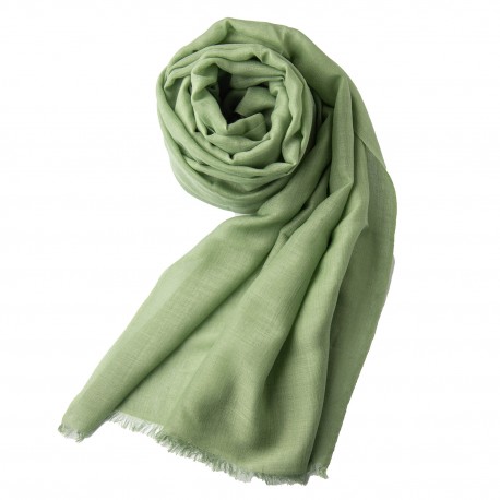 Sage green pashmina shawl in cashmere and silk