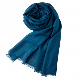 Ocean blue pashmina shawl in cashmere and silk Ocean blue pashmina shawl in cashmere and silk