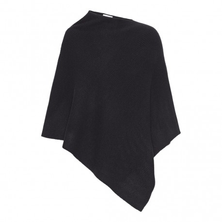 Timeless black knitted poncho in pure cashmere Timeless black knitted poncho in pure cashmere
