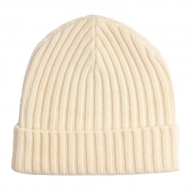 Off white beanie in pure cashmere