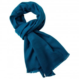 Ocean blue cashmere scarf in twill weave