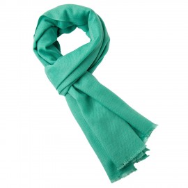 Ocean green cashmere scarf in twill weave