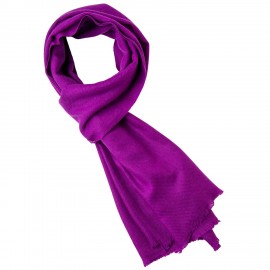 Purple cashmere scarf in twill weave
