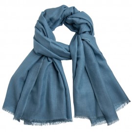 Dove blue pashmina shawl in cashmere and silk