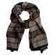 Ikat woven cashmere scarf in grey and brown