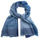 Checkered cashmere stole in blue, toffee, beige and grey