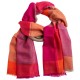 Checkered cashmere stole in blue, toffee, beige and grey