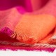 Checkered cashmere scarf in red, orange and fuchsia