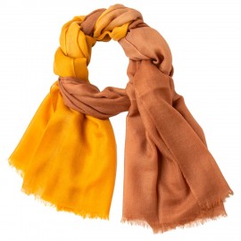 Two coloured shaded pashmina shawl in brown and gold