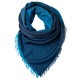 Navy and blue square cashmere scarf in dip dye