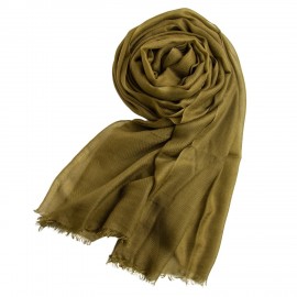 Olive green giant shawl in cashmere 200 x 140 cm