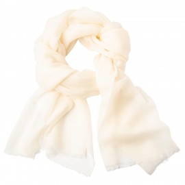 White pashmina shawl in twill weave