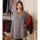 Grey scarf with buttons in merino and cashmere