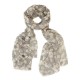Light grey wool scarf with floral pattern