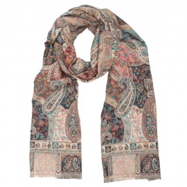 Grey and rose scarf in paisley pattern
