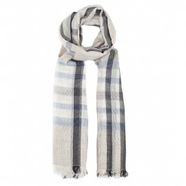 White and grey cotton scarf