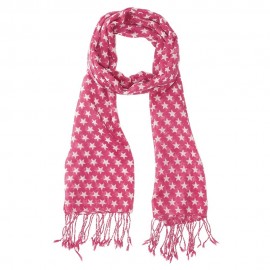 Fuchsia wool scarf with printed stars