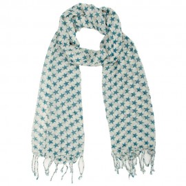 White wool scarf with printed stars
