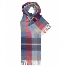 Checkered scarf in blue, red and grey