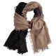 Cashmere scarf in natural grey and black