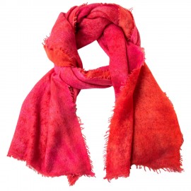 Cashmere shawl in fuchsia and orange spray pattern