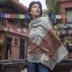 Brown and grey paisley scarf in pure cashmere