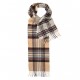 Double sided checkered scarf in white, blue and grey