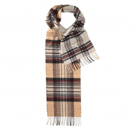 Double sided checkered scarf in beige, black and grey