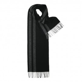 Black scarf with grey stripes