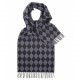 Scarf with harlequin pattern in blue and grey