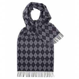 Scarf with harlequin pattern in blue and grey