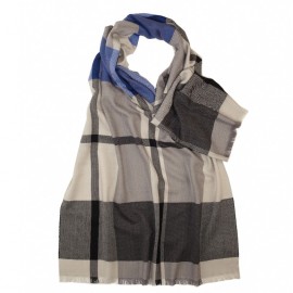 Double sided scarf in grey and blue checks