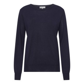 Navy blue blouse in silk and cashmere