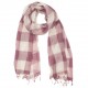 Checkered pink and white wool scarf