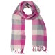 Checkered pink and grey wool scarf