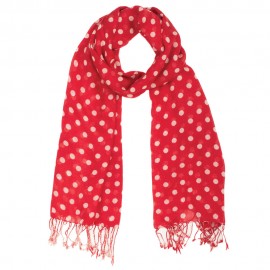 Red scarf with white dots