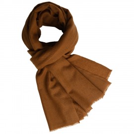Brown cashmere scarf in twill weave