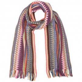 Striped scarf in red and blue shades