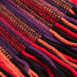 Red striped multi coloured scarf