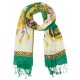 Green printed scarf in silk and wool
