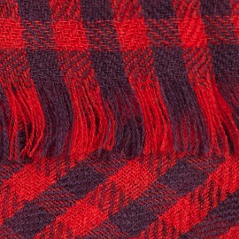 Checkered pashmina shawl in red and navy