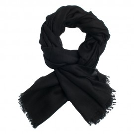 Black pashmina shawl in 2 ply twill weave